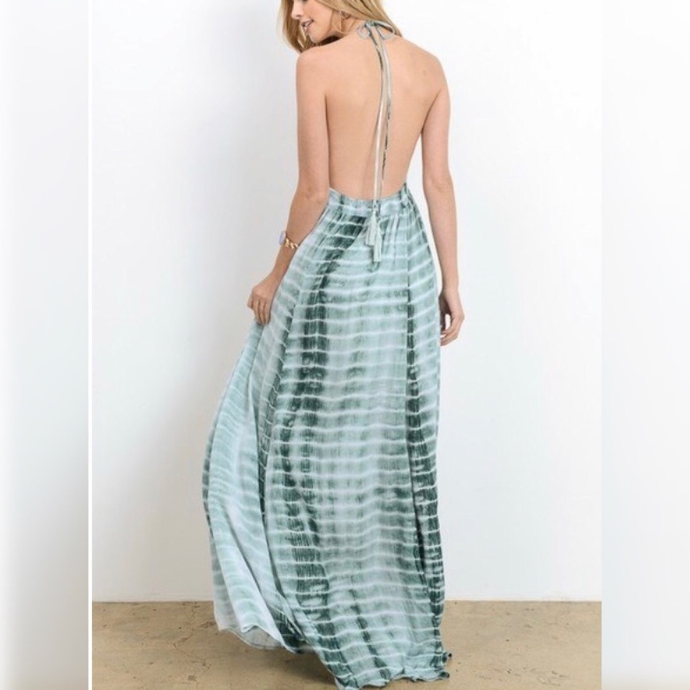 Emerald Tie Dye Halter Maxi Dress